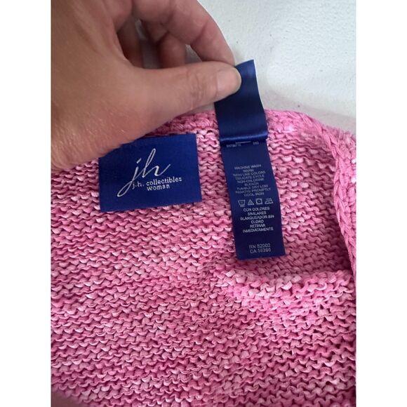 JH Collectibles Woman 1X Pink Marled Knit Button Front Cardigan Sweater - Picture 3 of 4